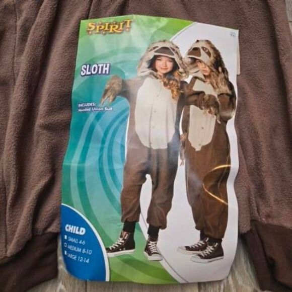 Spirit Halloween child's med 8-10 sloth costume pockets cozy comfortable flash p - Picture 1 of 12